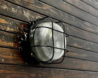 Industrie Schiff Decksleuchte | Vintage Schwarz Schott Befestigung | Marine Wand-Decken-Beleuchtung