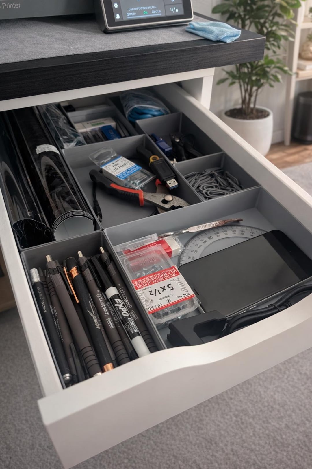 Gridfinity Drawer Organizer – 40 Modular Storage Bins With Baseplate ...