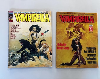 Vintage Vampirella Comics Lot – #13 + #31 – 1970s Warren Magazines