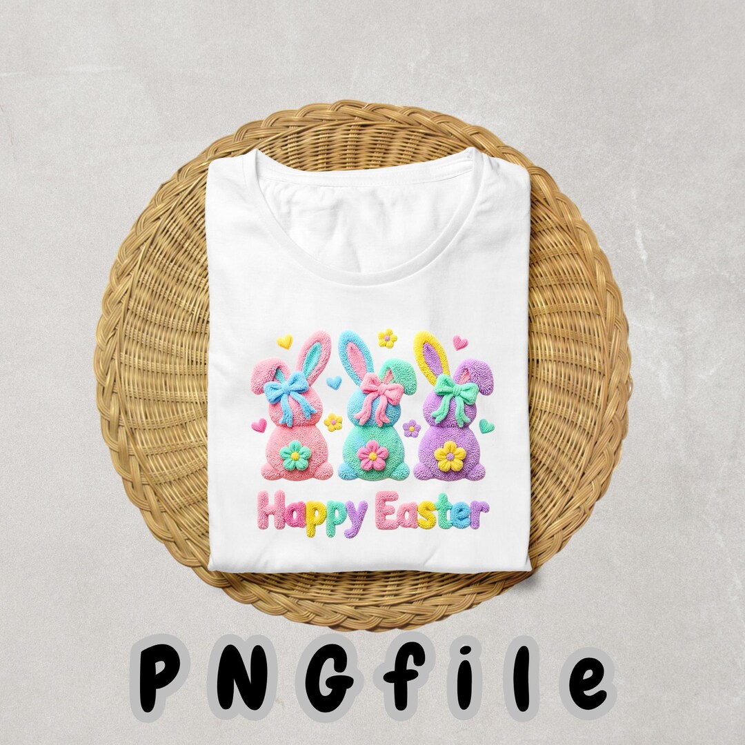 Latch Hook Bunny Easter PNG | Colorful Yarn Texture Graphic (digital ...