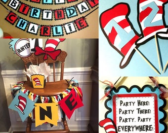 Cat in the Hat Dr. Suess Inspired Birthday Party Package