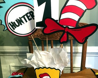 Cat in the Hat Dr. Suess Inspired Birthday Centerpiece or Photo Props