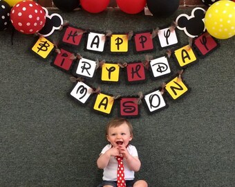 Mickey Mouse Inspired Happy Birthday Banner