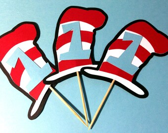 Cat in the Hat Dr. Suess Inspired Cupcake Toppers