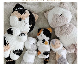 Crochet Keychain Pattern Bundle 3 in 1  Dozy Kitty Sleepy Pals