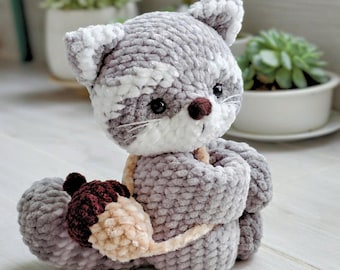 Low Sew Crochet Raccoon Pattern: Snuggle Raccoon Amigurumi Plush Toy (PDF Tutorial)