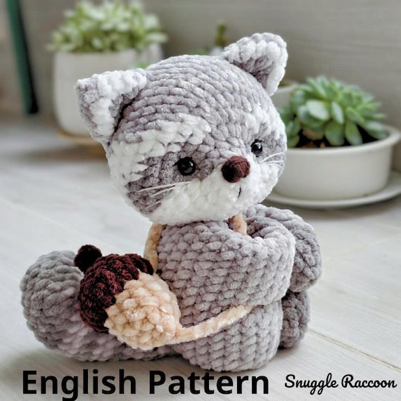 Low Sew Crochet Raccoon Pattern: Snuggle Raccoon Amigurumi Plush Toy (PDF Tutorial)