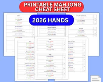 Foglio riassuntivo stampabile del Mahjong americano 2026, aiuto per il Mahjong 2026, esempi visivi di Mahjong 2026