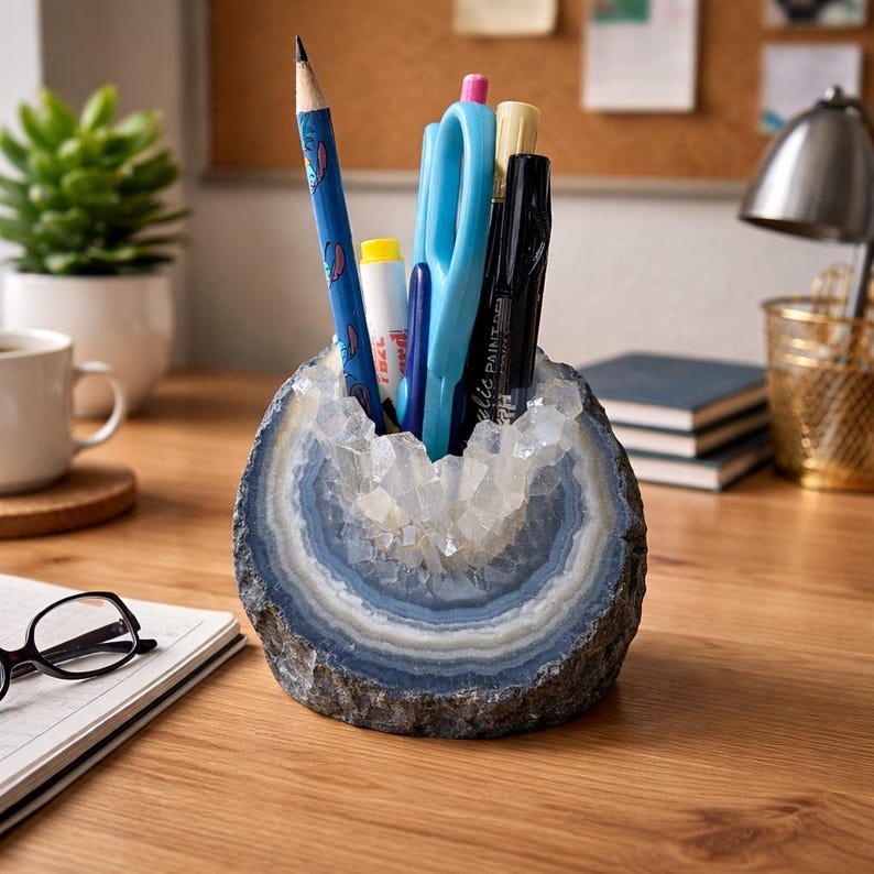 Mesmerizing Geode Pen Holder | 3D Printed Crystal Pen Cup, Hand Painted ...