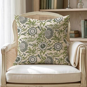 Olive Rosette Pillow Cover, Starburst Vine Cushion Case, Spring Sunroom Medallion Accent, Arts And Crafts Living Decor, Pattern Lover Gift