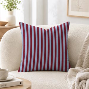 Funda de almohada de rayas azul burdeos, cojín de rayas verticales, acogedor y moderno cojín para sofá, decoración contemporánea con colores llamativos.