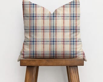 Ivory Tartan karierter Kissenbezug - cremefarbener Karo-Kissenbezug, Frühlings-Schlafzimmer-Akzent, Bauernhausdekor, Cottage-Gästezimmergeschenk
