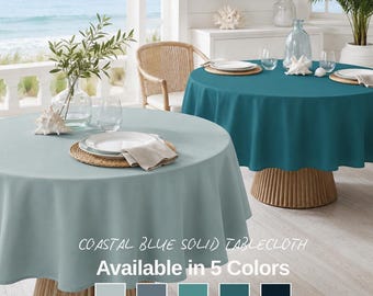 Sea Blue Tablecloth - Coastal Dining Cover, Lake House Kitchen Linen, Navy Event Table Decor, Nautical Dinner Party, Modern Host Gift