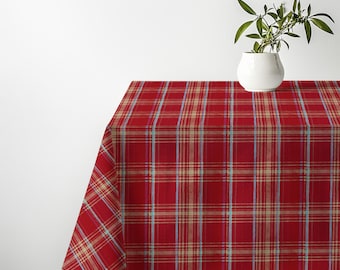 Klassische rote Tartan Tischdecke - Urlaub karierte Tischdecke, Weihnachtsesszimmer Dekor, Bauernhaus Dekoration, festliches Gastgeschenk