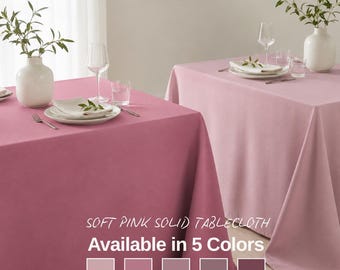 Soft Pink Tablecloth - Solid Blush Dining Cover, Wedding Reception Setting, Minimalist Home Decor, Bridal Shower Linen, Modern Hosting Gift