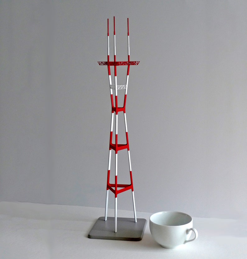 Sutro Tower painted brass model image 6