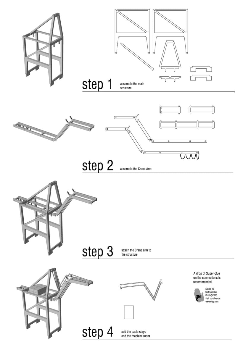 Oakland Crane lasercut model kit image 7