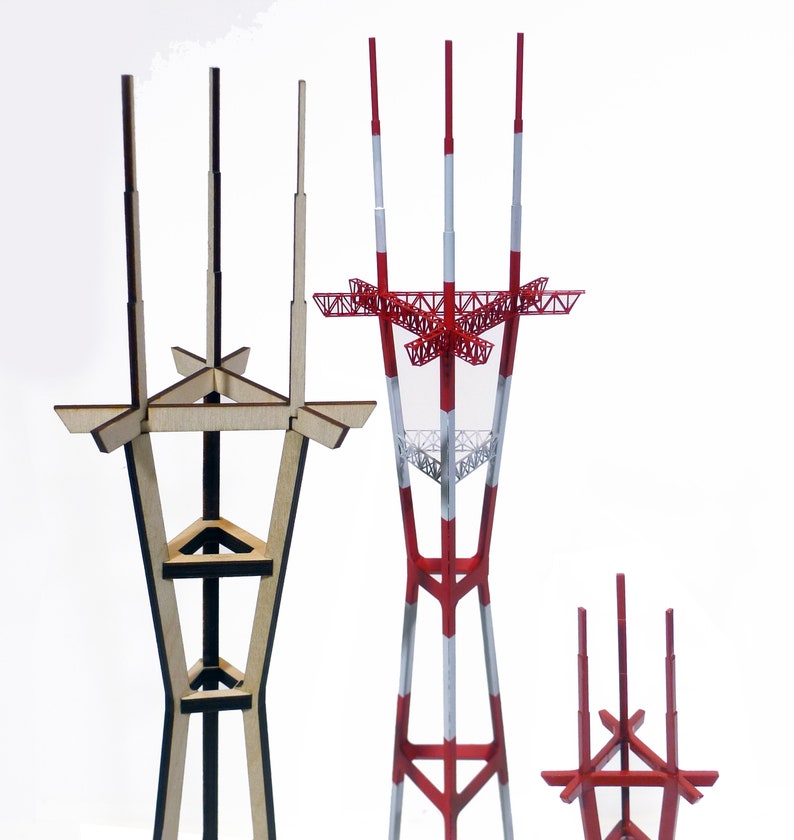 Sutro Tower painted brass model image 3