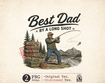 Dad Fishing PNG: Vintage Fisherman Design (Digital Download)