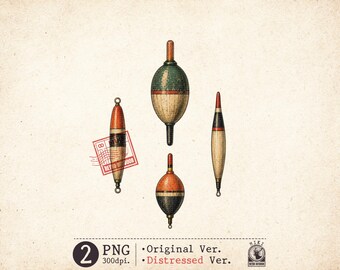 Vintage Fishing Bobber PNG Distressed Retro Angler Sublimation Design
