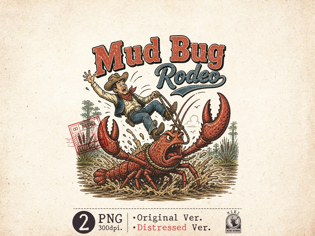 Bug Rodeo Comic Mud Bug Rodeo PNG, Crawfish Cowboy Western Vintage Distressed ...