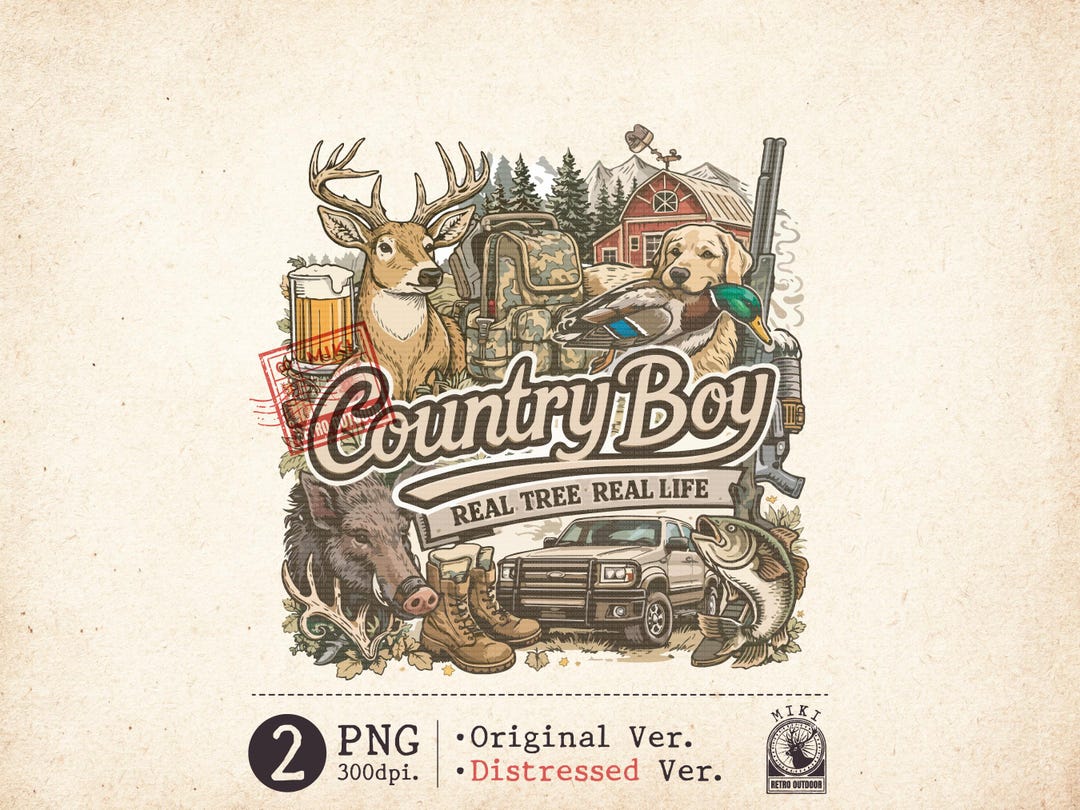 Country Boy Hunting Fishing PNG, Vintage Outdoorsman Collage ...