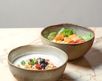 Japanese Rustic Ceramic Rice Bowl, Vintage Soup Noodle Salad Bowl