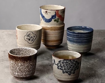 Japanese Ceramic Tea Cup, Hand Painted Wabi Sabi Drinkware (200ml)