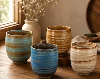 Handmade Rustic Stoneware Tea Cup – Japanese Glazed Ceramic Mug