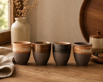 Japanese Rustic Ceramic Espresso Cup, Handmade Tea Mug, Stoneware Sake Drinkware