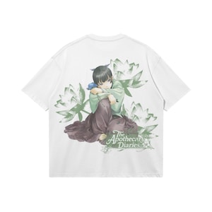 Camiseta gráfica de anime Maomao Apothecary Diaries / Camiseta holgada de estilo urbano de 240 g/m² White