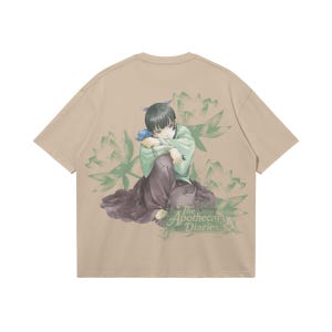 Camiseta gráfica de anime Maomao Apothecary Diaries / Camiseta holgada de estilo urbano de 240 g/m² Light Khaki