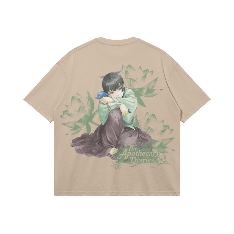 Camiseta gráfica de anime Maomao Apothecary Diaries / Camiseta holgada de estilo urbano de 240 g/m² Light Khaki