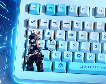 Touches de clavier Valorant Jett Clove (82/108 touches) | Profil Cherry Original PBT, impression par sublimation sur 5 faces