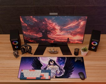 Albedo Extended Gaming-Mauspad | Overlord Anime-Schreibtischunterlage, Nazarick Dark Fantasy-Dekor, Otaku Waifu-Mauspad, Geschenk für Gamer