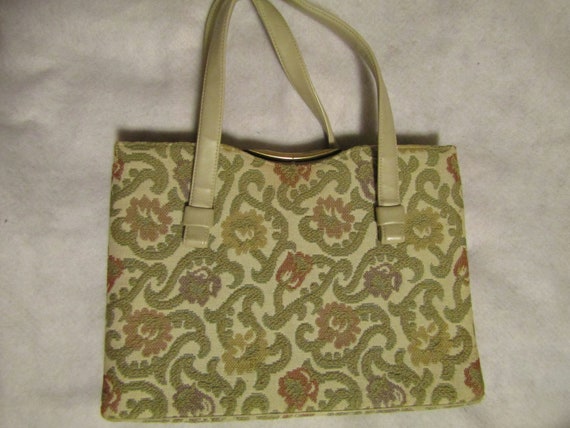 Vintage Ladies TAPESTRY/LEATHER HANDBAG by Ingber - image 1