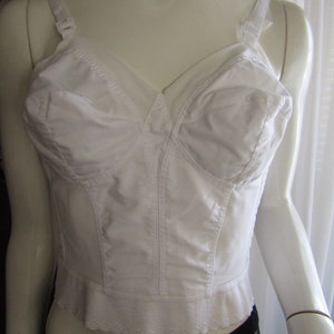 Vintage WHITE Longline &quot;BULLET BRA&quot; By Sears----Size 36 B