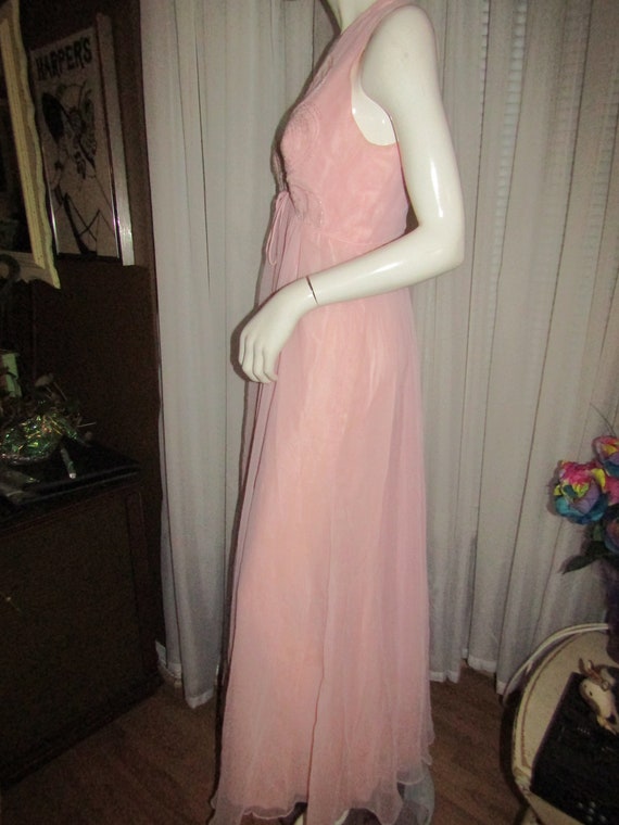 Vintage Lt PINK Floor Length FORMAL DRESS With Be… - image 4