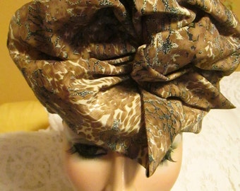 1950's/60's Ladies Brown Multi-Print Top HAT by MEEKA Tex/Calif
