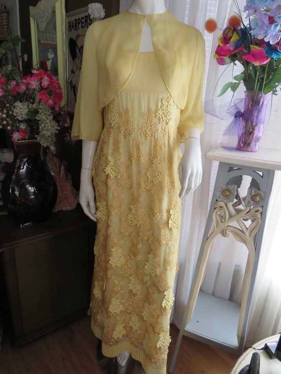 1950s' GOLD Silk Cocktail DRESS With Train And JAC