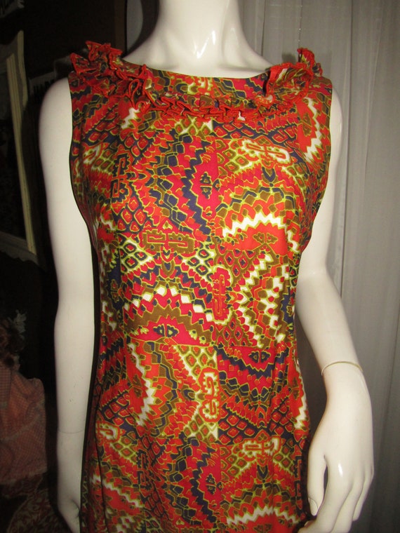 1950's ABSTRACT Colorful Sleeveless Long POLYNESI… - image 2