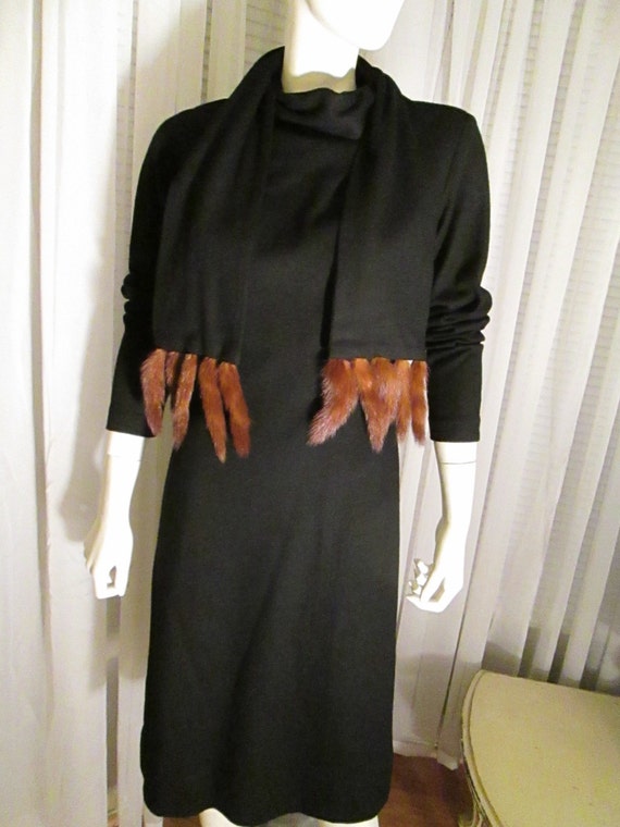 1950s' Miss Merlinda of California BLACK Wool DRES