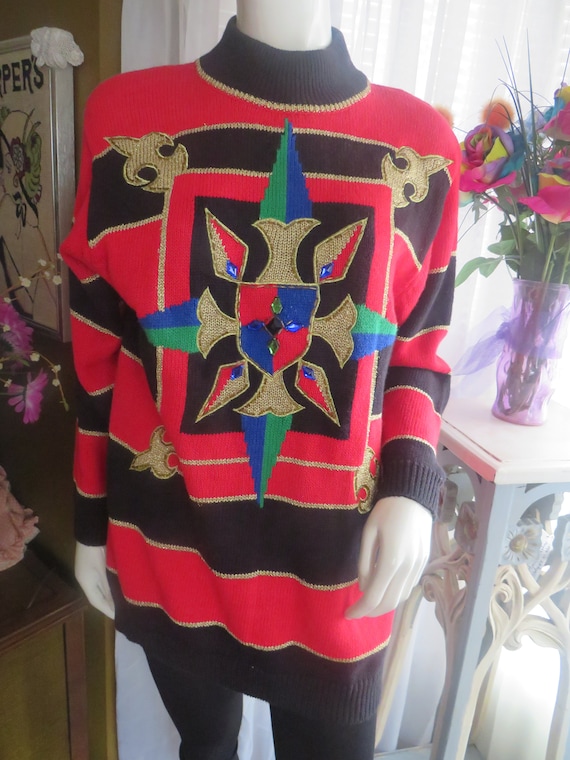 1990s' COLORFUL PULLOVER SWEATER By I B Diffusion-