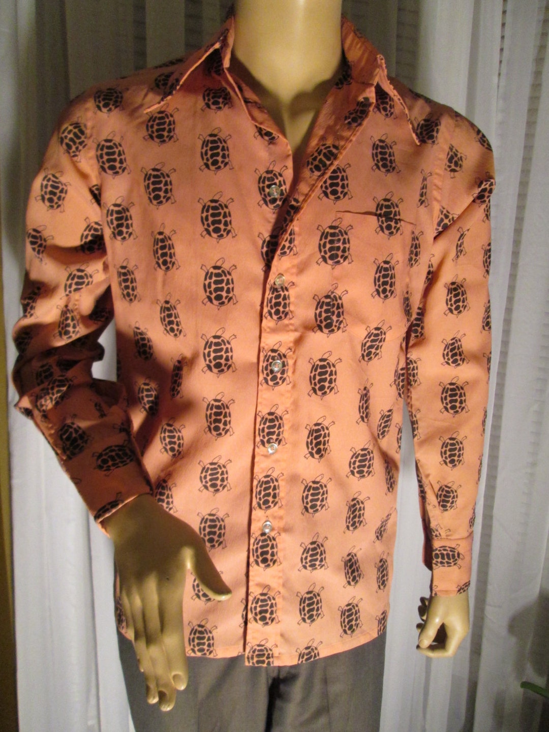 1970's Male Leonardo Strassi Black and Light Orange TURTLE