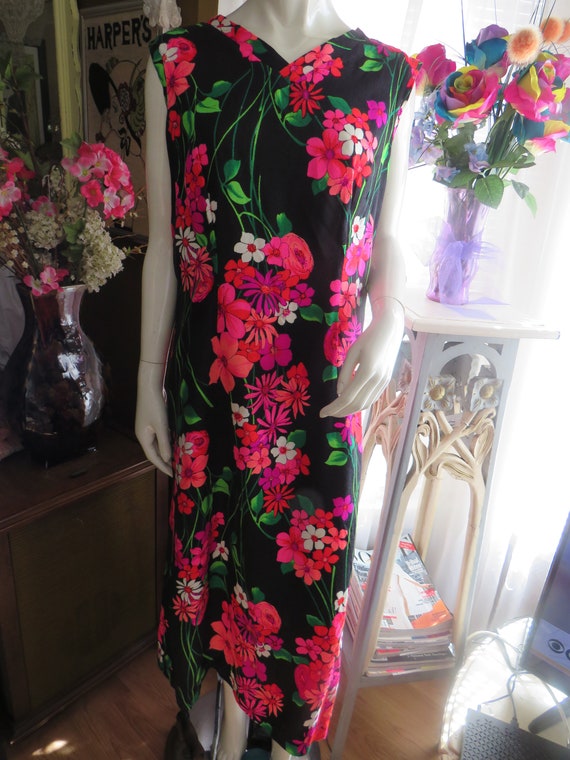 Vintage Bright FLORAL DRESS/JACKET Set----No Size… - image 3