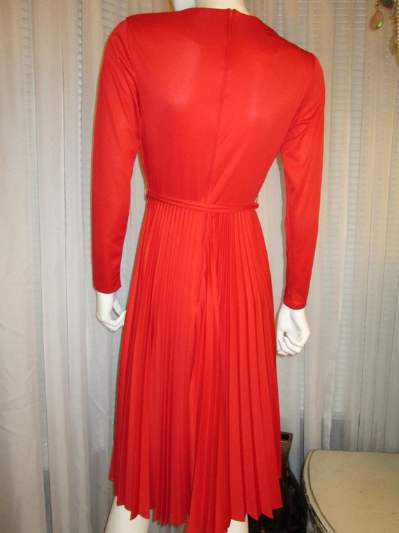 1970s' SIGNOR of California Red PLEATED Skirt DRE… - image 4