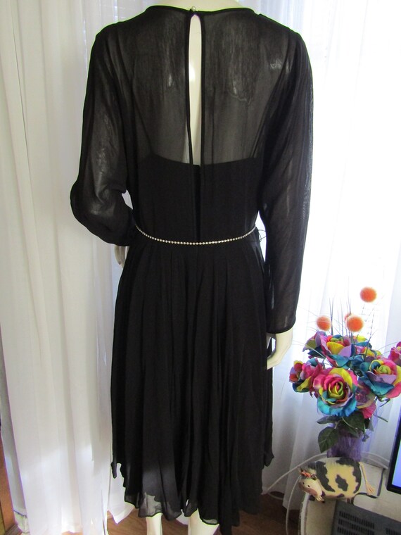 1980s'/1990s' Ladies Sheer BLACK COCKTAIL DRESS B… - image 5