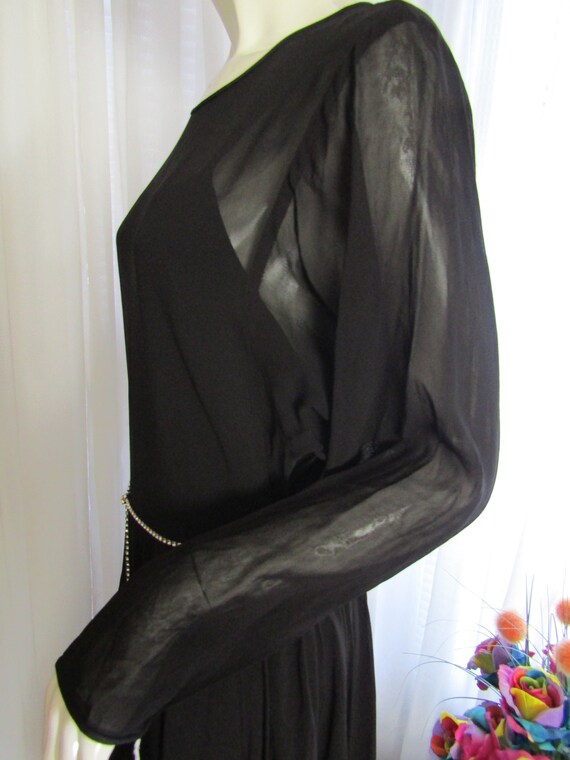 1980s'/1990s' Ladies Sheer BLACK COCKTAIL DRESS B… - image 4