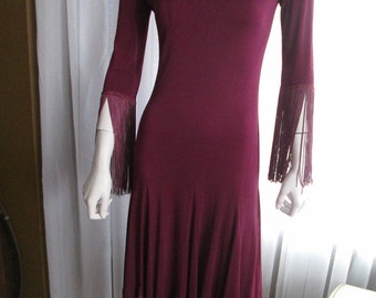 Vintage WINE Color DRESS With Fringe By AYAKO Design for Saks Fifth Ave--No Size Tag