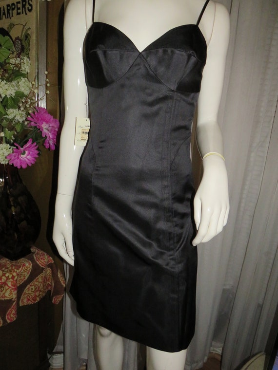 1990s' BLACK Rayon Slip Style/Pencil Fit COCKTAIL 